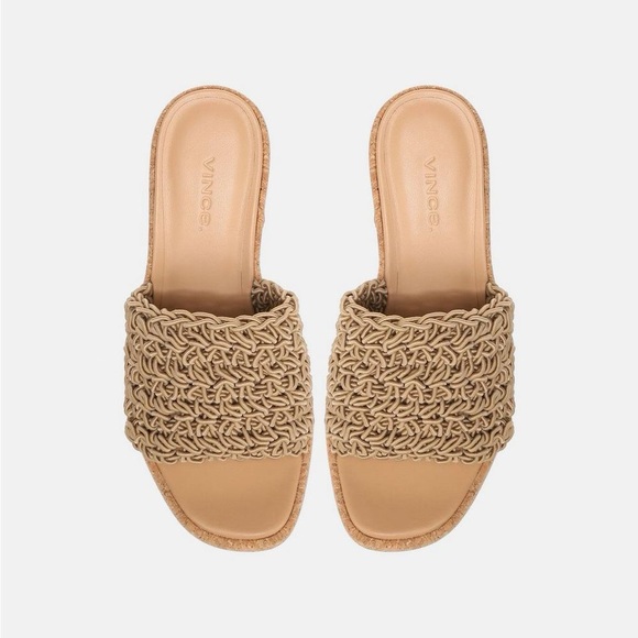 Vince ~ Women's Tan Woven Block Heel Sandals - Picture 2 of 5